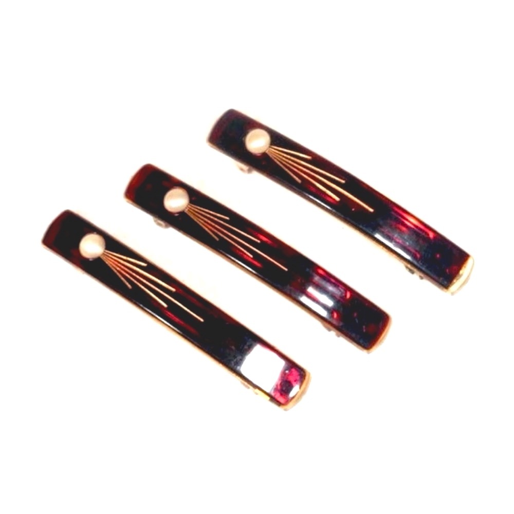 1970’s Fabulous Vintage Tortoiseshell French Bar Barrette, Atomic Look Deadstock
